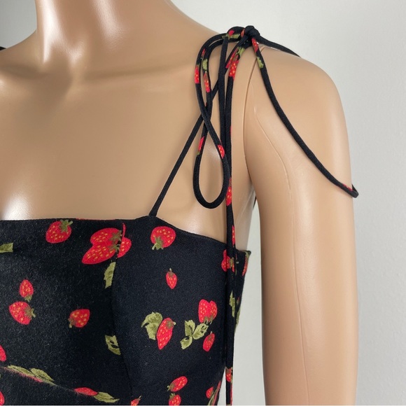 Reformation Black Strawberry Print Tank Top - Picture 2 of 13